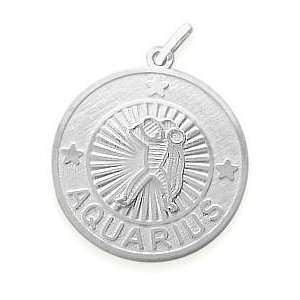  Sterling Silver Aquarius Zodiac Pendant with Chain, 1 Inch 