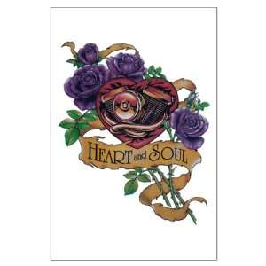  Large Poster Heart and Soul Roses and Motorcycle Engine 