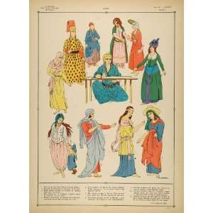  1922 Pochoir Middle East Women Traditional Costume   Orig 