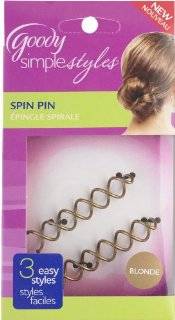 Goody Simple Styles Spin Pin, Assorted Colors Dark or Light Hair, 2 