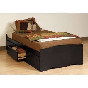 Prepac BBT 4100 Black Sonoma Collection Twin Size Platform Storage Bed 