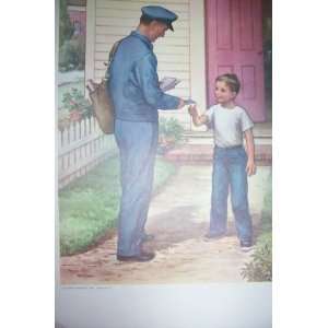    The Postman Lithograph   1960 Six Year Picture #38 