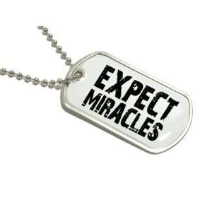 Expect Miracles   Military Dog Tag Keychain Automotive