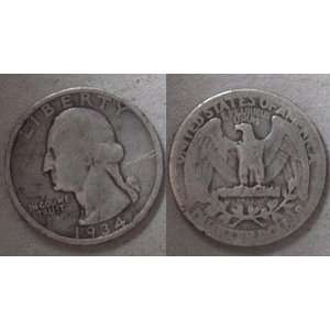  1934 U. S. Washington Silver Quarter 