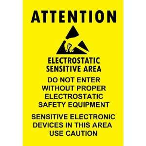 Electrostatic Sensitive Area ESD Warning Sign Poster Print   13x19 