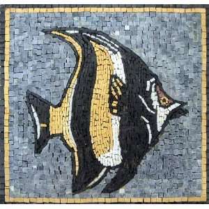 14x15 Fish Mosaic Stone Decorative Tile Wall Spa Decor  