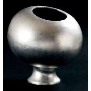  Phillips Collection Vase Ball On Foot Leaning Silver Leaf 