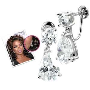 Oprah Inspired Screwback Pear Drop CZ Earrings Jewelry