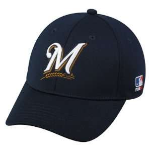   FITTED Med/Lg Milwaukee BREWERS Home NAVY Hat Cap 