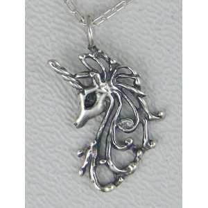 Pretty Little Unicorns Head Pendant or Charm in Sterling Silver 