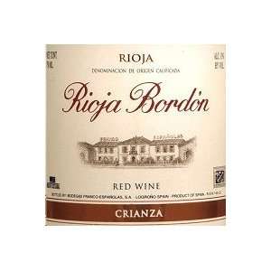  Bodegas Franco espanolas Rioja Crianza Bordon 2007 750ML 
