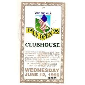  1996 US Open ticket Wednesday June 12th Practice Round 