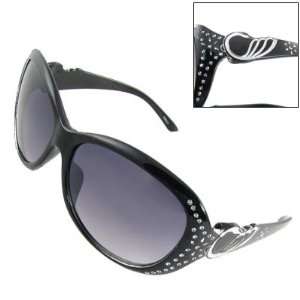  Como Black Plastic Full Frame Swan Detail Arms Sunglasses 