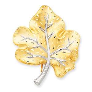  14k Rhodium & D/C Leaf Pin Jewelry