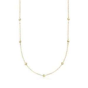  14kt Yellow Gold Bead Station Necklace Jewelry