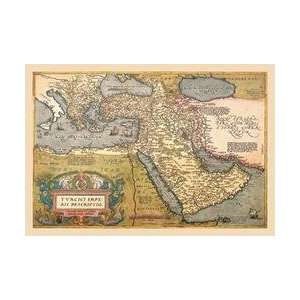  Map of The Middle East 12x18 Giclee on canvas