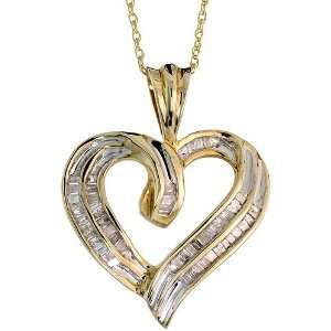 Gold 18 in. Chain & 13/16 in. (21mm) tall Heart Pendant, w/ 0.50 Carat 