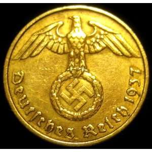  German Third Reich   1937A Five Reichspfennig Coin 