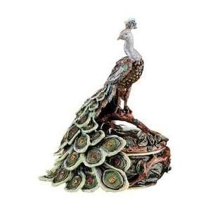  Metal peacock statue home Jewelry box sculpture New 