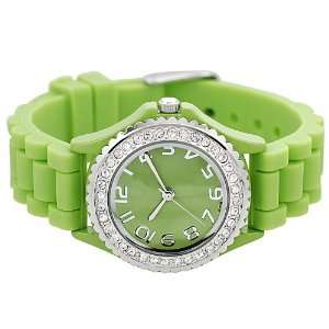    Womens Rhinestone accented Lime Small Face Silicone Watch Jewelry