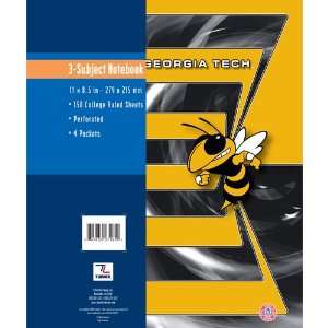   Georgia Tech Yellow Jackets 3 Subject Poly Cover Notebook (8250030