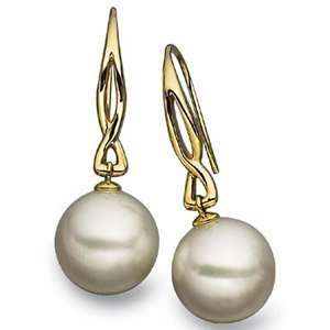 South Sea Cultured Pearl 13mm Round Earrings   Clearance/14kt yellow 