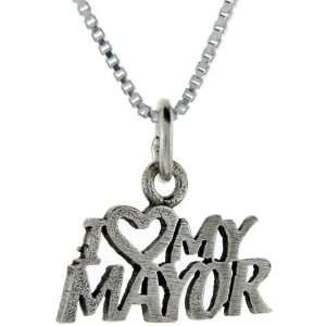  925 Sterling Silver I Love My Mayor Talking Pendant (w/ 18 