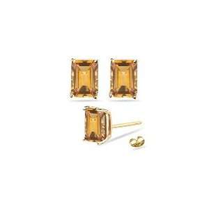  3.34 Ct Citrine Stud Earrings in 18K Yellow Gold Jewelry