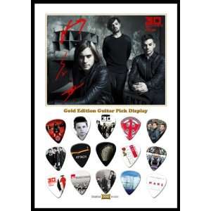  30 Seconds To Mars Gold Edition Guitar Pick Display With 