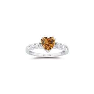  0.03 Ct Diamond & 1.06 Cts Citrine Ring in 14K White Gold 