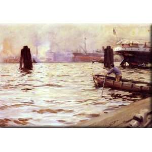  Hamburgs Hamn 16x11 Streched Canvas Art by Zorn, Anders 