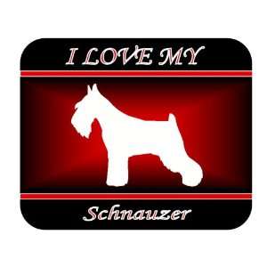  I Love My Schnauzer Dog Mouse Pad   Red Design 