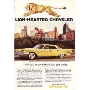  1959 Yellow Chrysler New Yorker 4 Door Lion Hearted Print 
