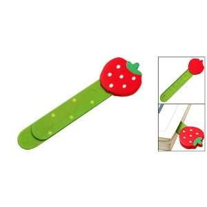  Amico Red Strawberry Embedded Ruler Mini Wooden Paper Clip 