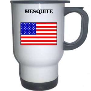  US Flag   Mesquite, Texas (TX) White Stainless Steel Mug 