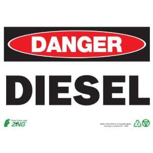 Zing Eco Safety Sign, Header DANGER, DIESEL, 10 Width x 7 Length 