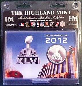 Highland Mint Indianaplois 2012 Super Bowl 46 Coin and Card with Stand 