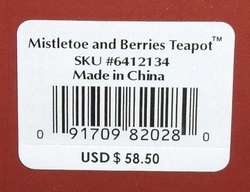 Lenox Mistletoe And Berries Teapot *NIB*  