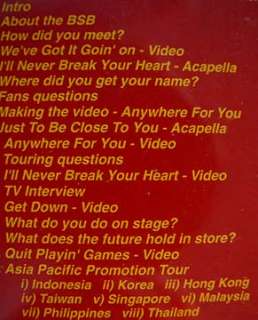 Vcd BACKSTREET BOYS The Video + Asia Pacific Tour 1996  