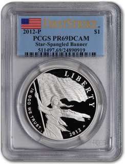 2012 P US Star Spangled Banner Proof Silver Dollar   PCGS PR69DCAM 