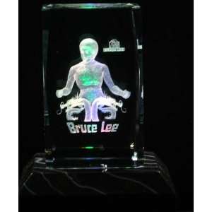  Bruce Lee 3 Inch 3d Crystal Cube with Led Light New 