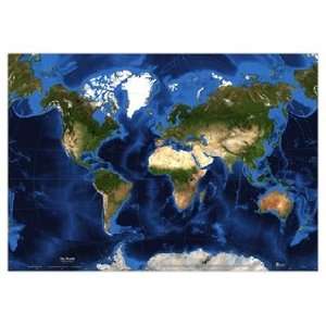  World Satellite Map with Van Der Grinten Projection 