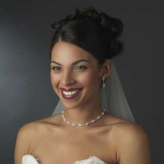 Bridal Jewelry Set Austrian Crystal Rhinestone Pearl WT  
