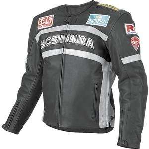  Yoshimura Track Leather Jacket   3X Large/Black/Silver 
