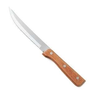 Walco Pointed Tip Heavy Duty S/S Steak Knife w/ Brown Pakka Handle 