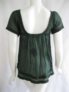Letarte womens green square neck crochet top S $180 New  