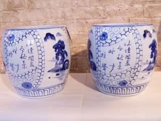 Pair Antique Chinese Porcelain Blue/White Jardinieres  