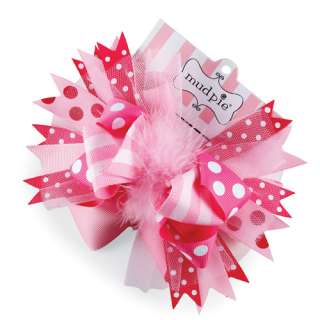 Mud Pie Baby MARIBOU HAIR BOW 173236 Pretty In Pink Collection  
