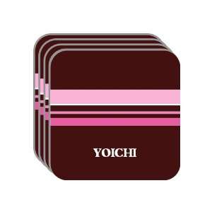 Personal Name Gift   YOICHI Set of 4 Mini Mousepad Coasters (pink 