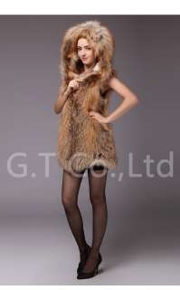 0311 women fox fur gilet vests waistcoat sleeveless vest coat jacket 